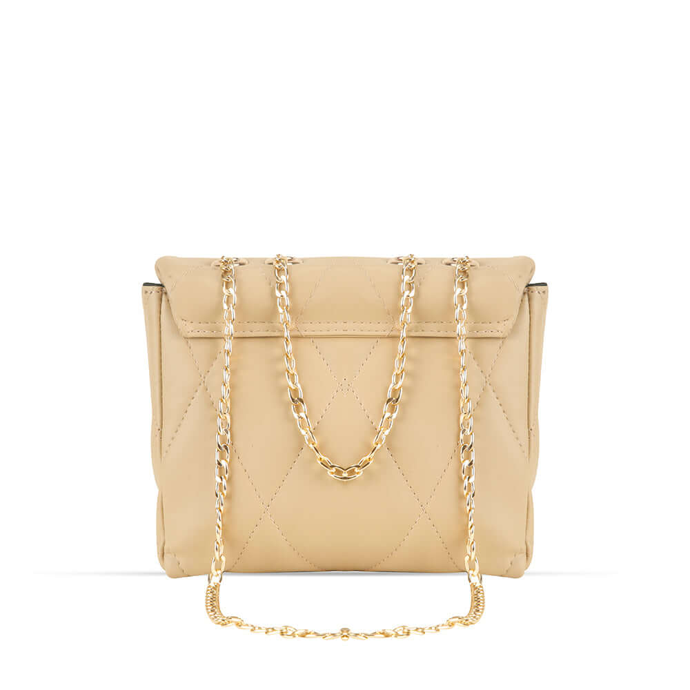 Quilted Chain Shoulder Bag – Beige