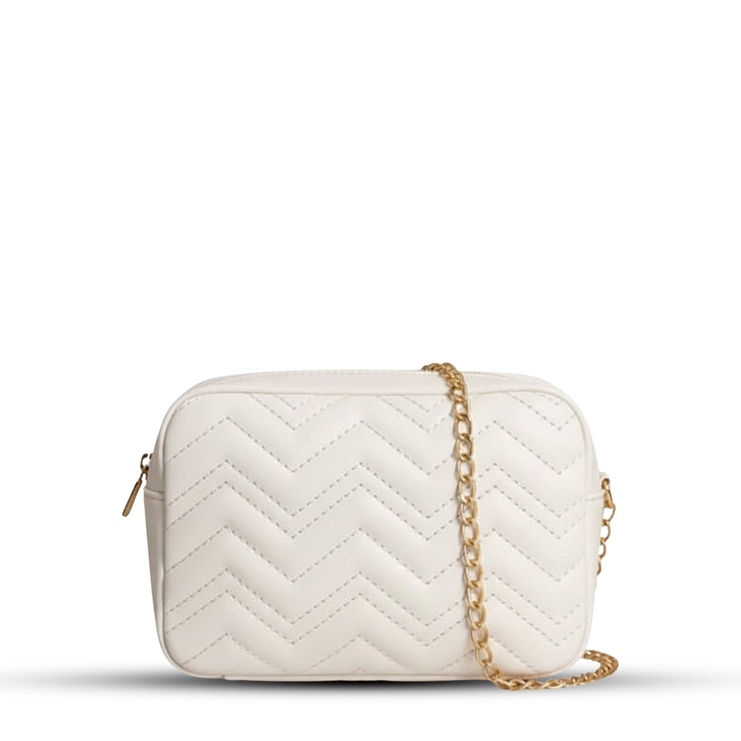 Chevron Crossbody Bag – White
