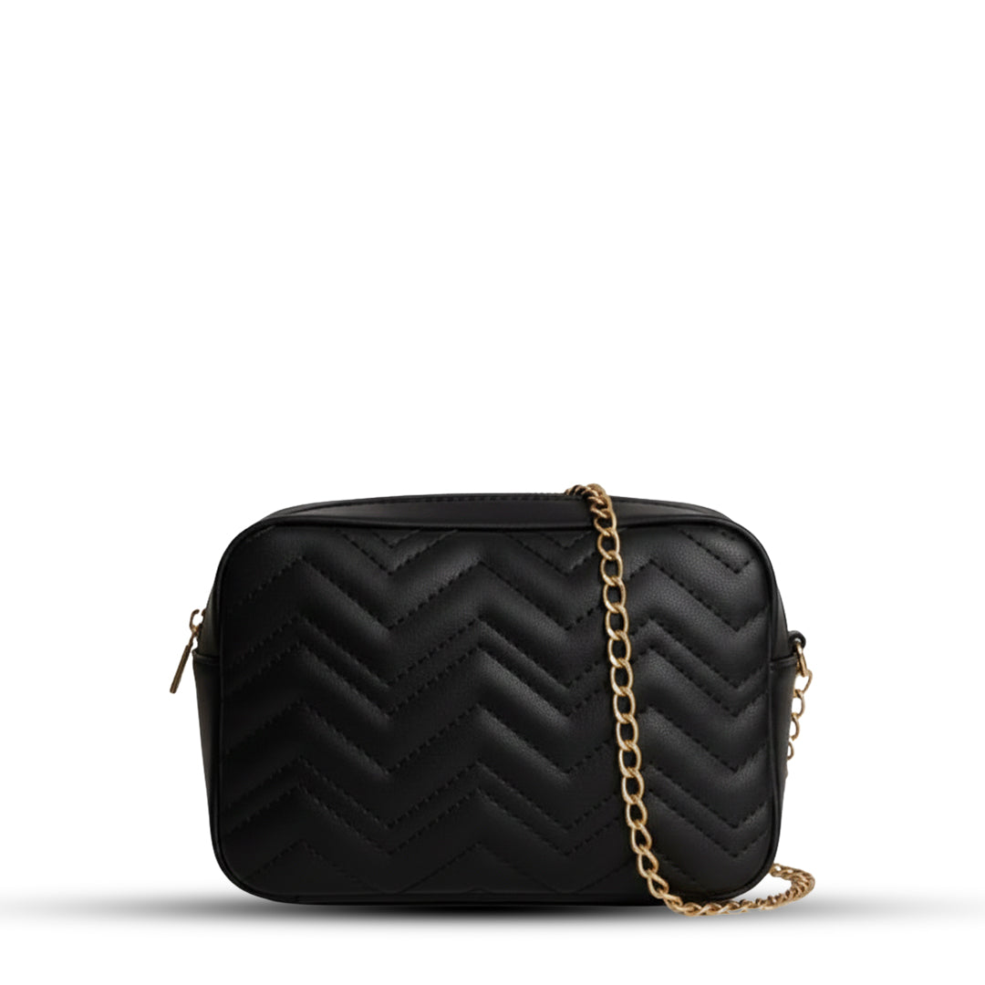 Chevron Crossbody Bag – Black