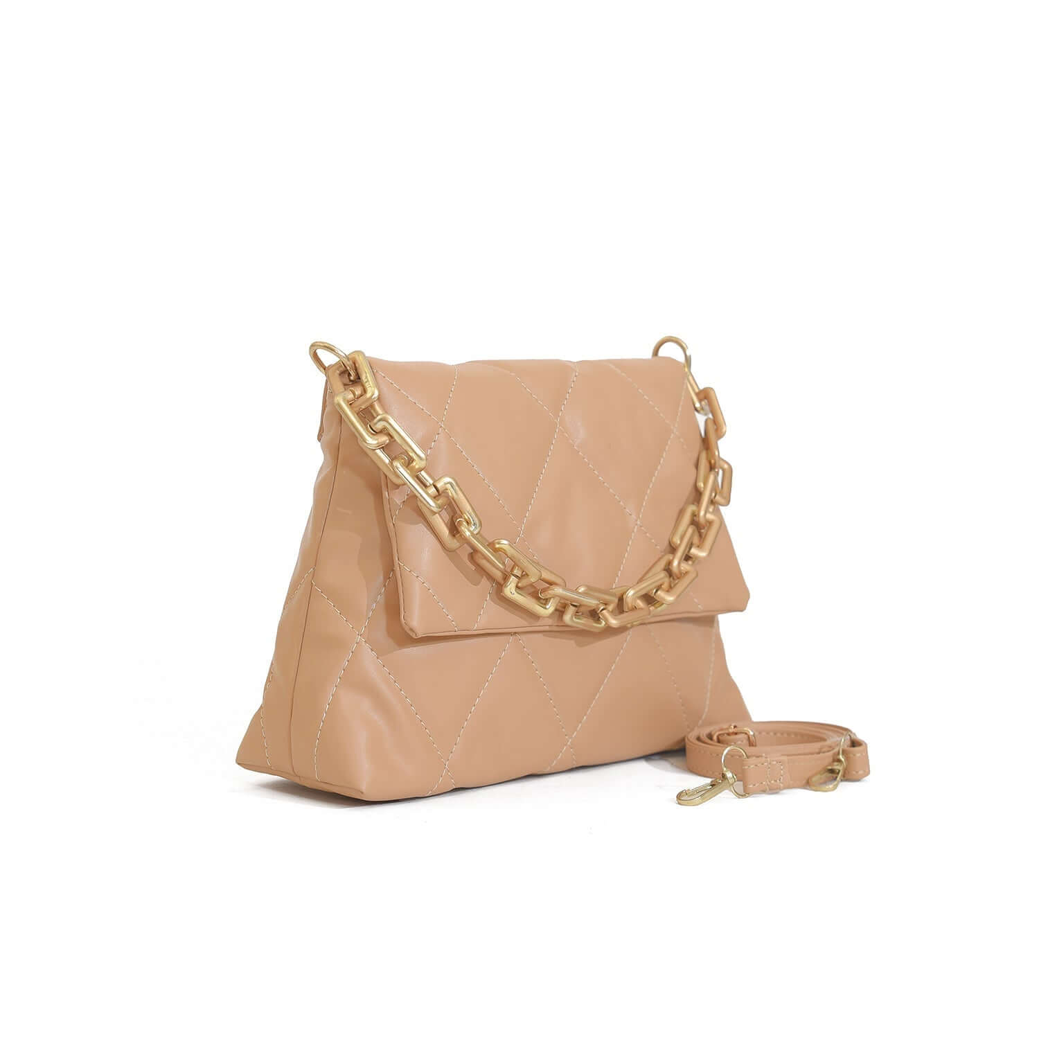 Quilted Soft Shoulder Bag – Beige