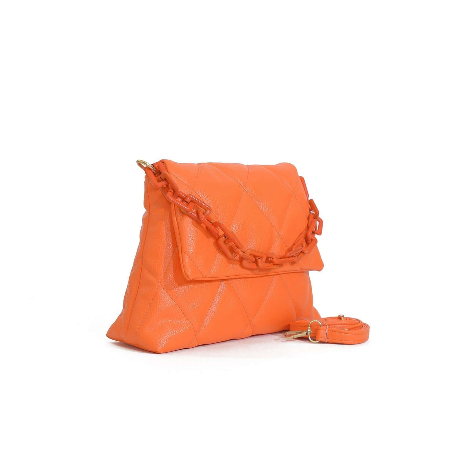 Quilted Soft Shoulder Bag – Orange